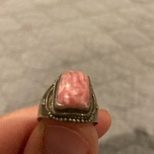 Pink stone estate ring sterling silver size 5